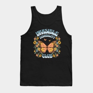 Invisible Disability Club Shirt Funny Hidden Illness Retro Butterfly Tank Top